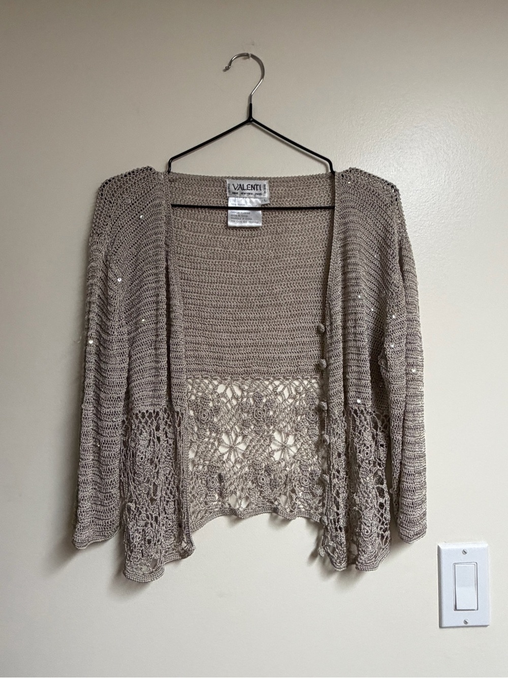 Taupe Crochet Women's Sweater Cardigan